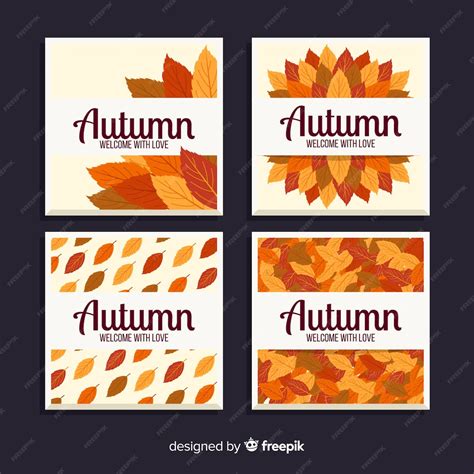 Free Vector | Autumn greeting card collection