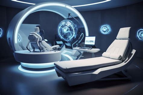 Futuristic Office with Ergonomic Chair and Minimalist Desk Stock Image ...