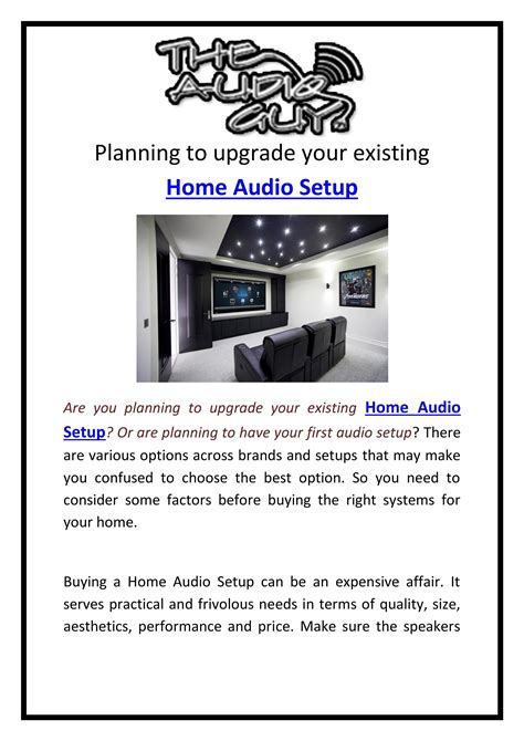 Planning to upgrade your existing Home Audio Setup by ...