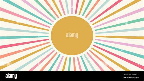 Sunshine background vector border with rainbow coloured rays. Fun ...