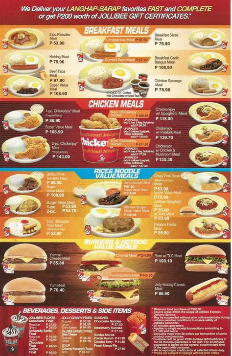 Jollibee Menu Pesos