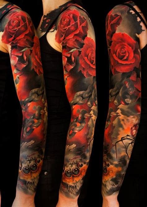 Rose Sleeve Tattoo Designs | Tattoo Designs Ideas | Men | Women | Rose ...