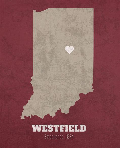 Westfield Indiana City Map Founded 1834 Indiana University Color ...