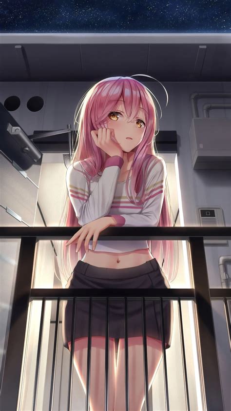 2160x3840 Pink Hair Anime Girl Standing In Balcony Sony Xperia X,XZ,Z5 ...