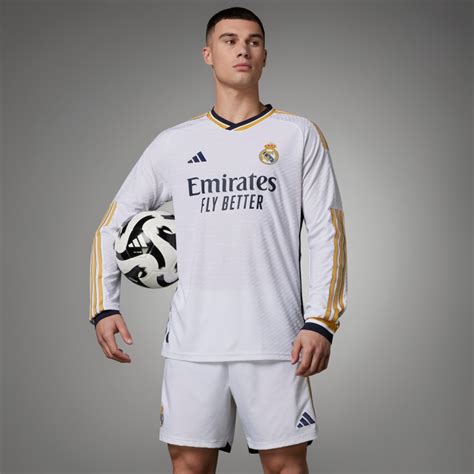 adidas Real Madrid 23/24 Long Sleeve Home Authentic Jersey - White ...