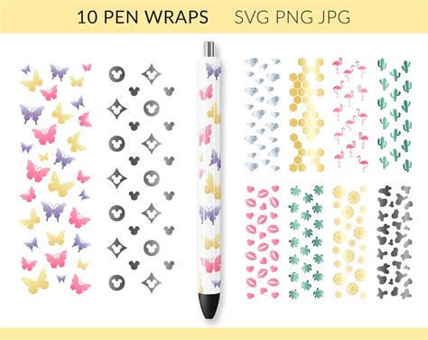 Pen Wraps SVG PNG Glitter Pen Wraps Pen Wraps Patterns Pen - Etsy