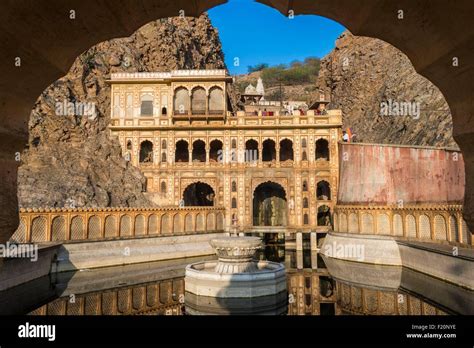 India, Rajasthan state, Jaipur, the Galta Ji temple dedicated to the ...