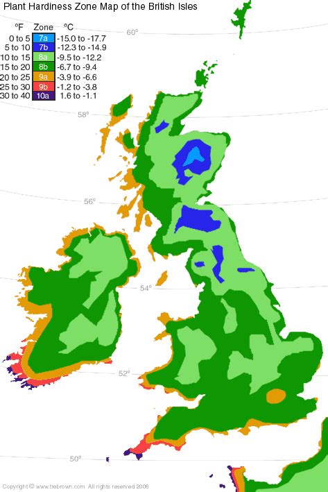 Plant Cold Hardiness Zone Map of the British Isles