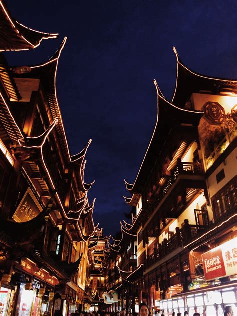 Old Cultural Town at Night in Shanghai, China image - Free stock photo ...