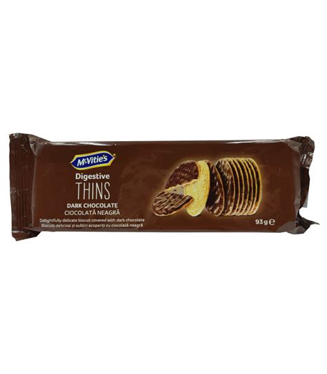 McVitie's Digestive Thins Biscuits With Dark Chocolate (93g) - Snacks