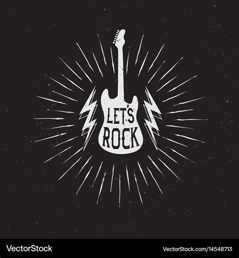 Lets rock prints emblem Royalty Free Vector Image