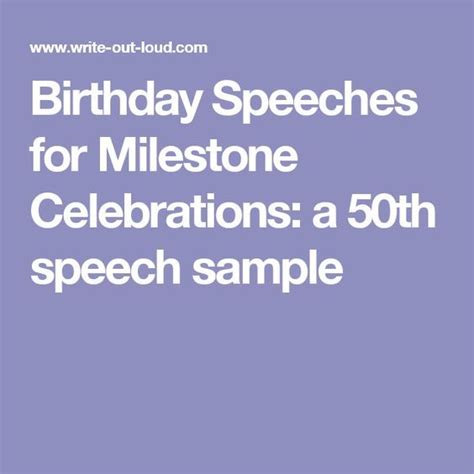 Birthday Speeches for Milestone Celebrations: a 50th speech sample ...