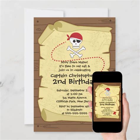 Cute Ahoy Mates Pirate Birthday Party Invitations | Zazzle