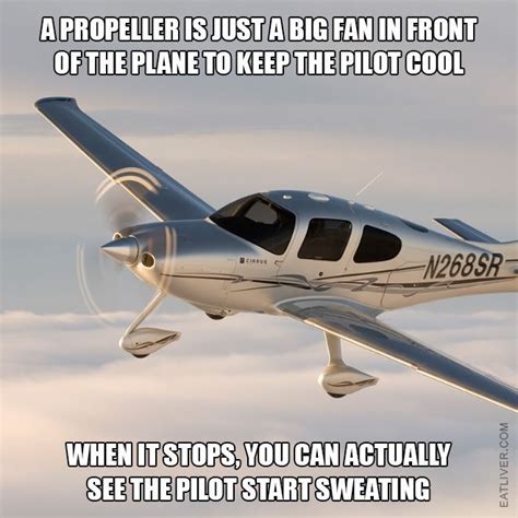 A propeller is just a big fan in front of the plane to keep the pilot ...