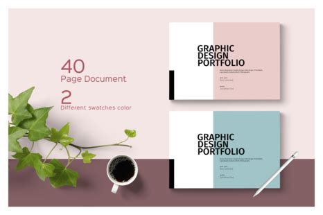 Graphic Design Portfolio Template on Yellow Images Creative Store