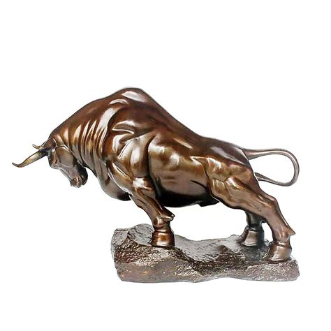 23.5cm Brass Wall Street Bull Ox Figurine Large Size Charging Stock ...