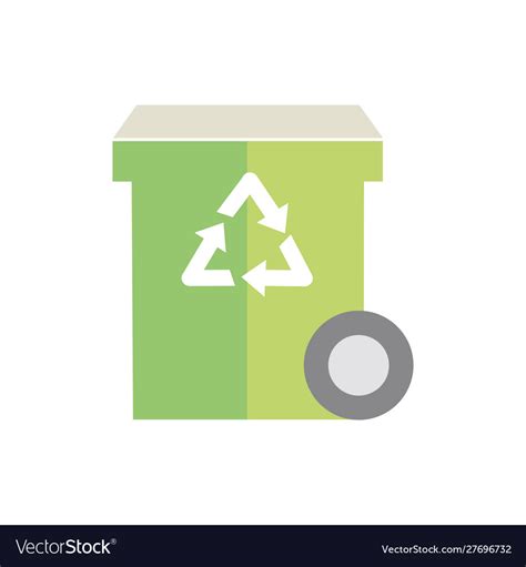 Bin recycle waste with wheel green energy icon Vector Image