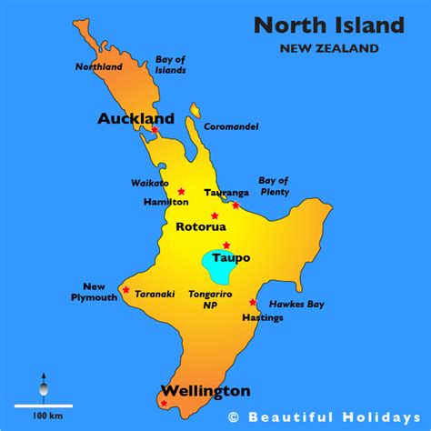 New Zealand Map North Island - TravelsFinders.Com