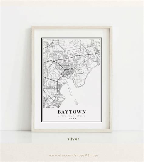 Baytown Texas map Baytown TX map Baytown city map Baytown | Etsy