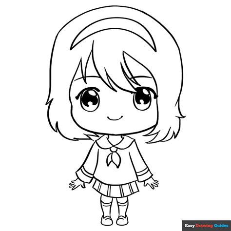 Anime Chibi Girl Coloring Page | Easy Drawing Guides