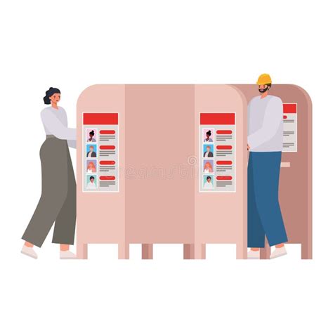 Woman and Man in Voting Booth Stock Vector - Illustration of happy ...