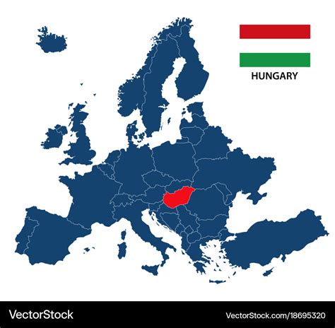 Map of europe with highlighted hungary Royalty Free Vector