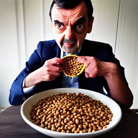 mr bean eating a bowl of beans | Stable Diffusion