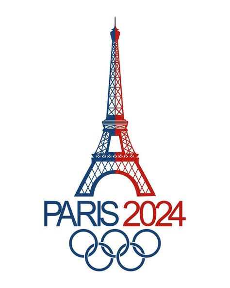 Olympic Games 2024. Eiffel Tower and the inscription Paris 2024 with ...