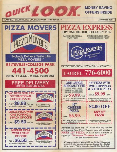 Pizza Movers and Pizza Express coupons (1991) | Dance books, Pizza ...