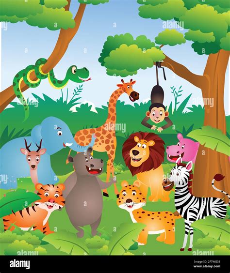 Forest animals cartoon background vector Stock Vector Image & Art - Alamy