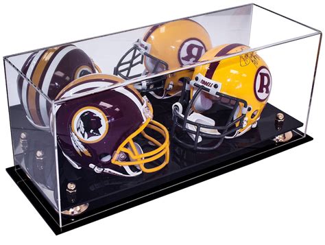 Acrylic Double Mini Football Helmet Display Case w/ Mirror, Black Base ...