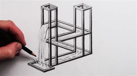 How to Draw The Impossible Waterfall 3D Optical Illusion