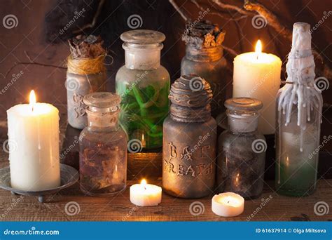 Witch Apothecary Jars Magic Potions Halloween Decoration Stock Photo ...