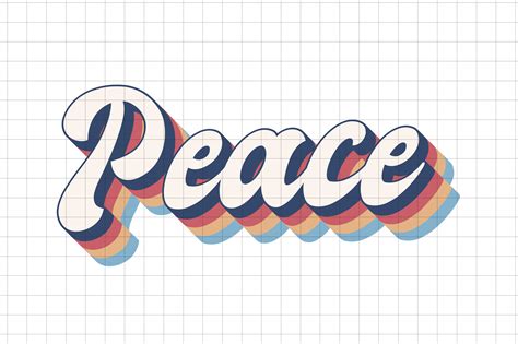 Peace Retro Vintage Hippie 70s 80s Word Illustration par Rainbow ...