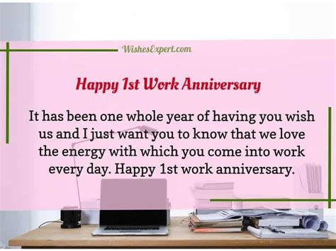 Happy 1st Year Work Anniversary Wishes - Design Talk