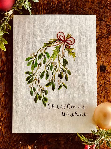 Handmade watercolor Christmas card | Etsy