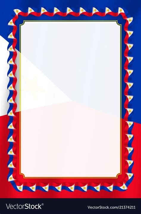 Frame and border of ribbon with Philippines flag, template elements for ...