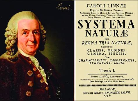 Carolus Linnaeus and the title page of Systema Naturae (1758 ...