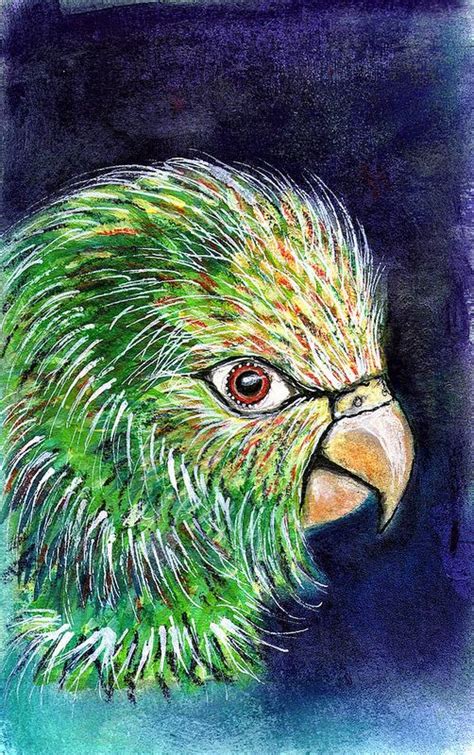 Green parrot | Artist, Green, Painting