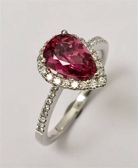 Pink Tourmaline & Diamond Ring 14KW - Forest of Jewels