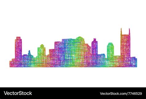 Nashville skyline silhouette - multicolor line art