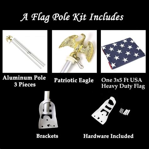 2’x3’ US FLAG POLE KIT White Aluminum Flagpole USA America Stars ...