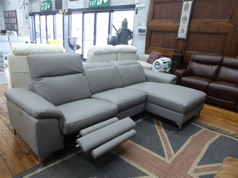 Lucerne family friendly leather 3 seater power reclining chaise sofa ...