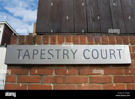 sign for tapestry court, mortlake, london, england, on the site of the ...