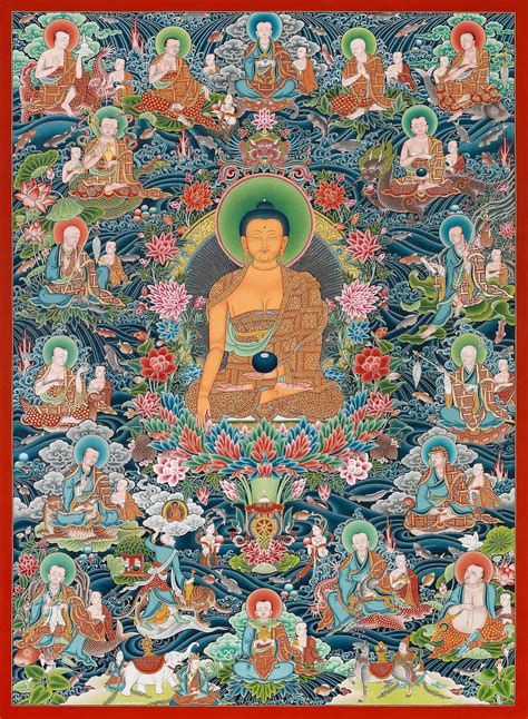 Shakymuni Buddha and 18 Arhats by Mukti Singh Thapa | Budismo tibetano ...