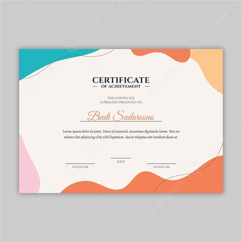 Green Blue Yellow Certificate Ink Tag Modern Word Template And Google ...