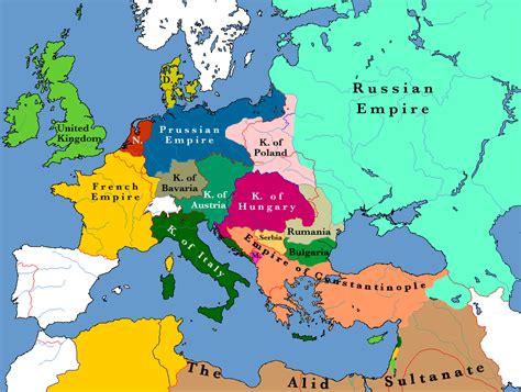 Alternative history map of Europe and surrounds c.1885