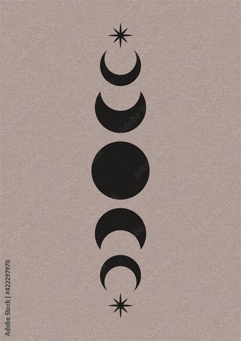 Moon phases poster. Mid century lunar minimalist art decor, mystic ...