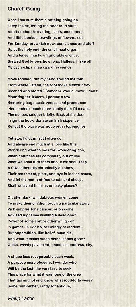 Church Going Poem by Philip Larkin - Poem Hunter