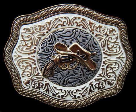 WESTERN COWBOY COWGIRL GUN HAT RODEO GOLDEN BELT BUCKLE Country Belt ...